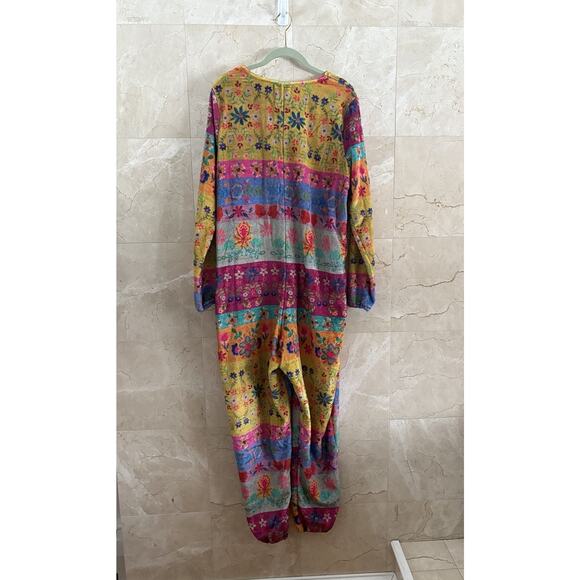 Natural Life One Piece Jumpsuit Pajamas - M, Vibrant Boho Fleece Slumber Party - Picture 9 of 12